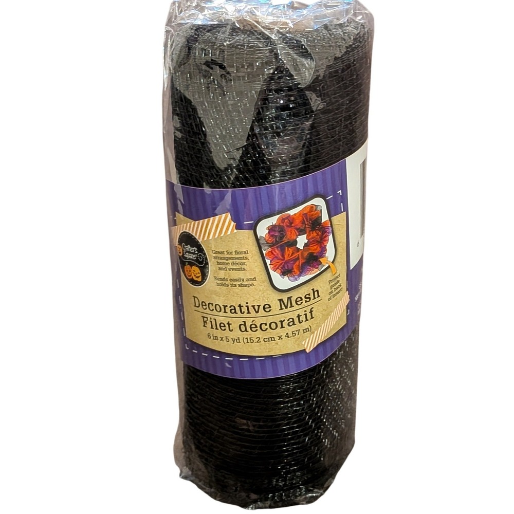 Crafter's Square Black Decorative Deco Mesh‎ 6 inch x 5 yard Roll 222620-1705